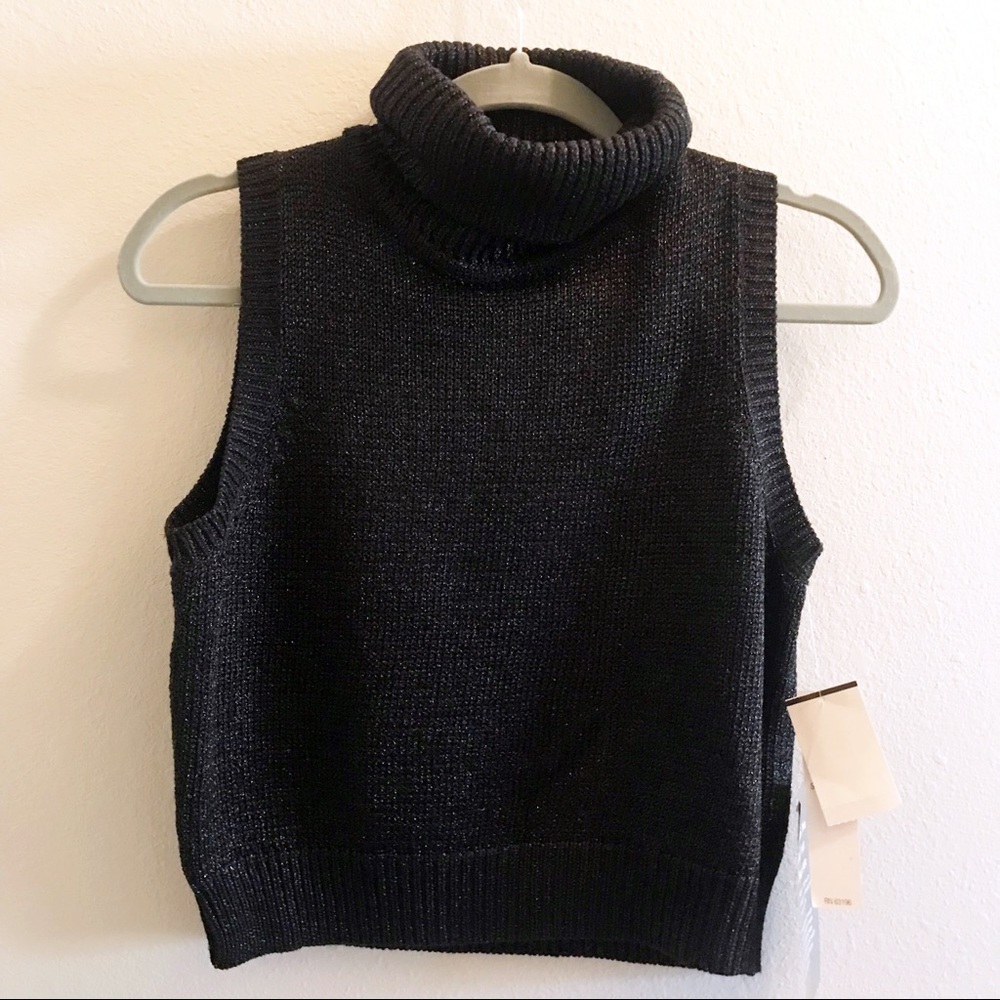 Donna Morgan shiny turtleneck sleeveless top 8